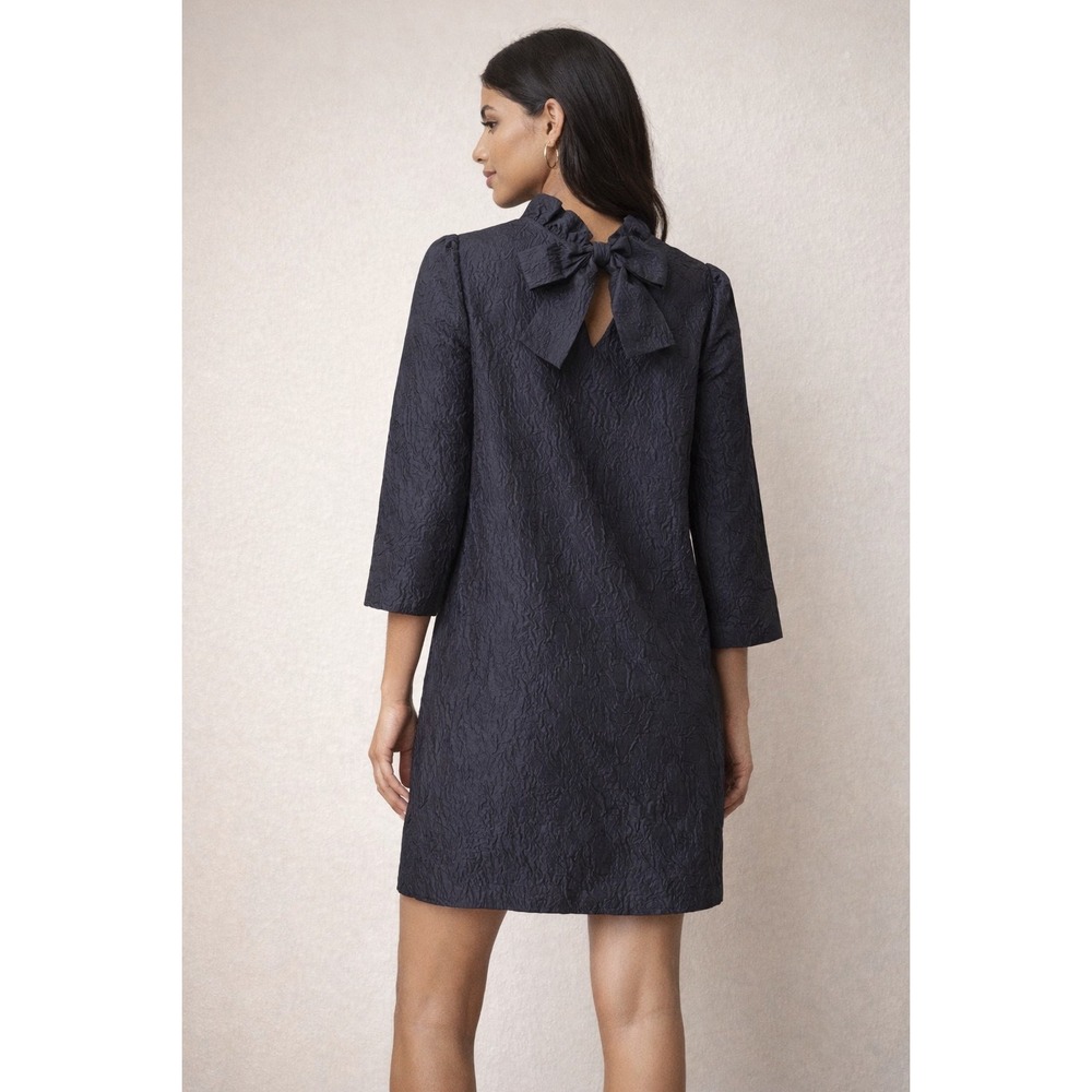 THML Textured Navy Shift Dress w/ Bow Back | Size M | NWT - Picture 2 of 10